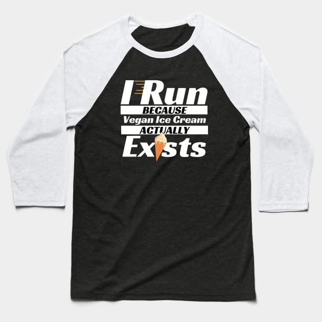 Vegan Ice Cream Loving Runner Baseball T-Shirt by VEN Apparel